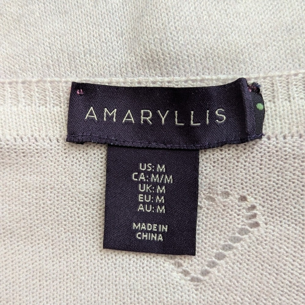 Amaryllis Womens (Size M) Pastel Tie-Dyed V-Neck Sweater w/ Floral Embroidery - Picture 5 of 13